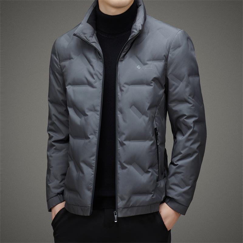 

Men s Lightweight Warm Stand Collar Down Jacket - Winter 2025 Fashion XL серый