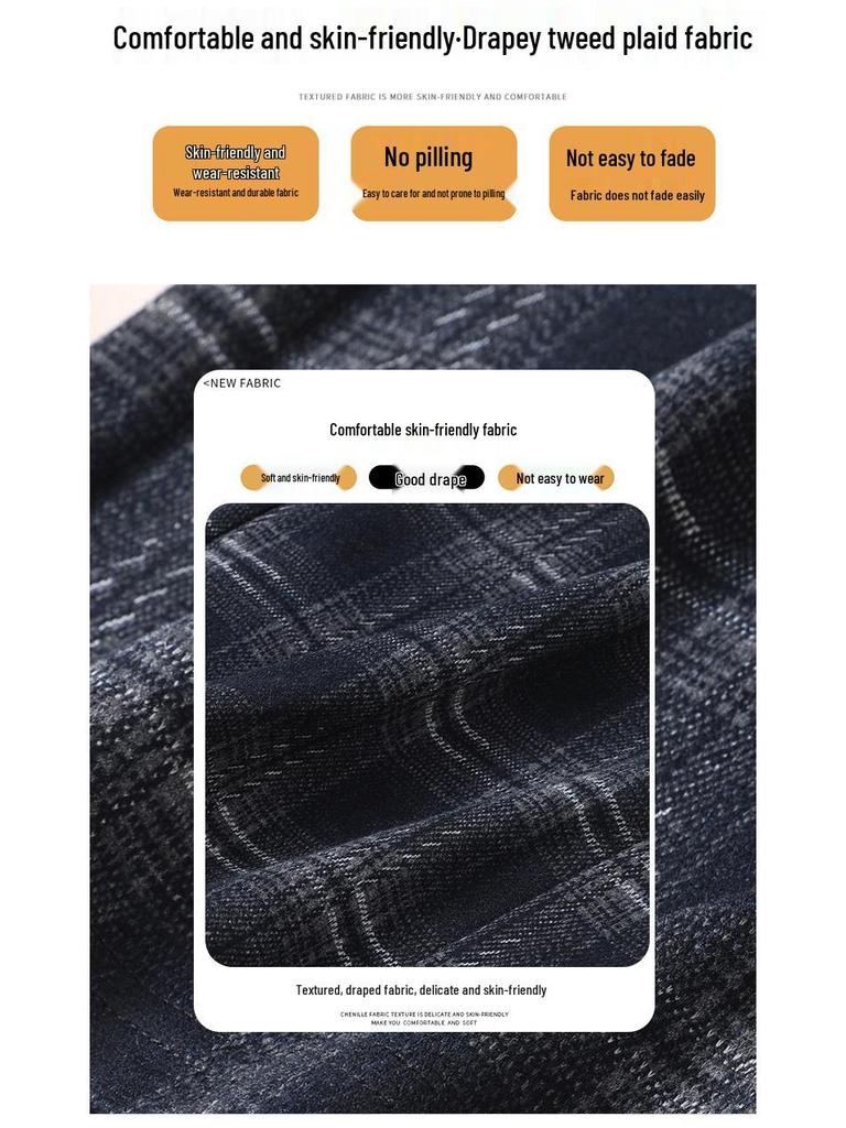 New Autumn/Winter Plus-Size Plaid Wool A-Line Midi Skirt for Women with Slimming Wide Hem