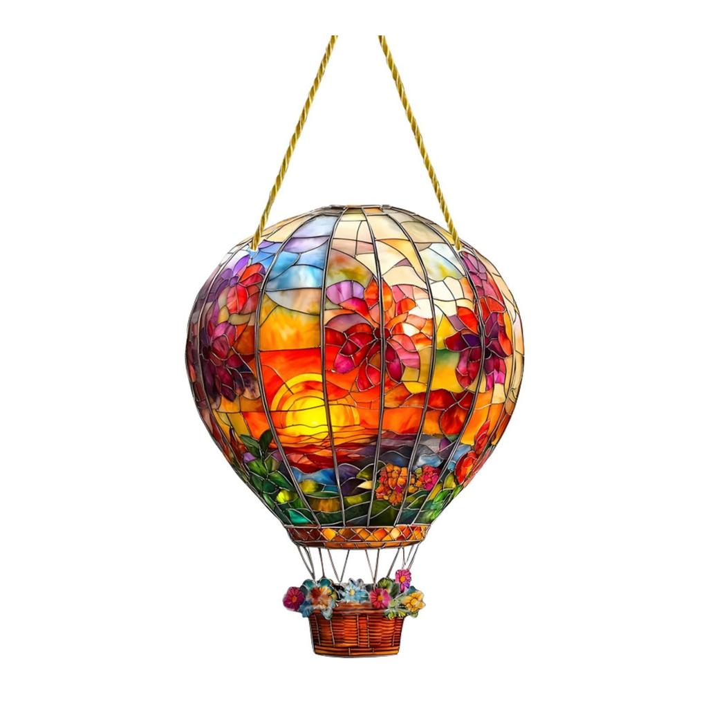Acrylic Suncatcher Hanging Ornament Vibrant Hot Air Balloon Flat Window Decor Sign for Solar Patio Balcony