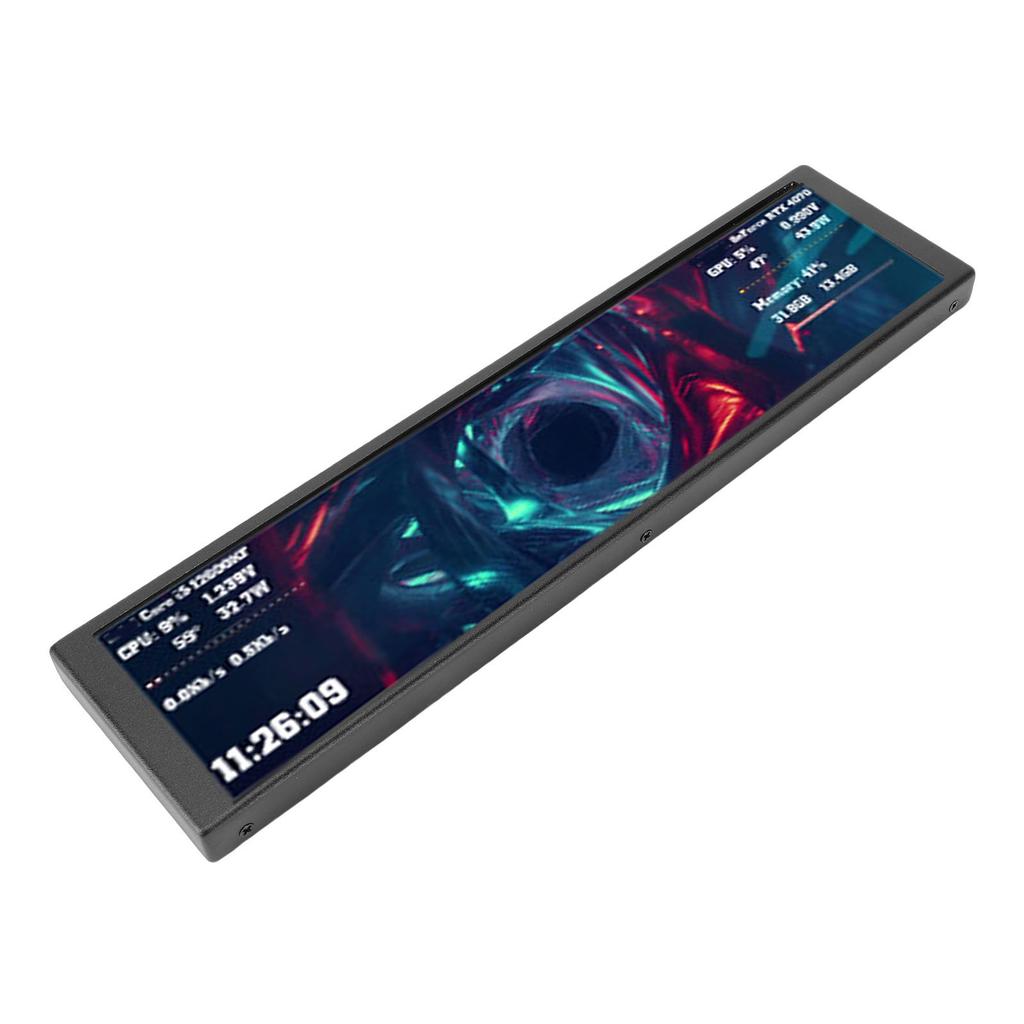9.2in Computer Case Secondary Screen Landscape Portrait Mode Dynamic Video Theme FHD 1920x462 PC CPU GPU Temperature