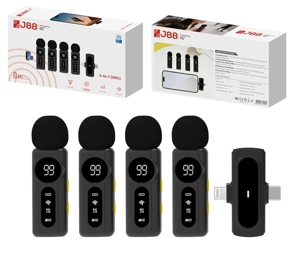 Q8 Wireless Lavalier Microphone Set: Clip-on Mic for Mobile Live Streaming with Sound Knob and One-to-Two Mic Feature.