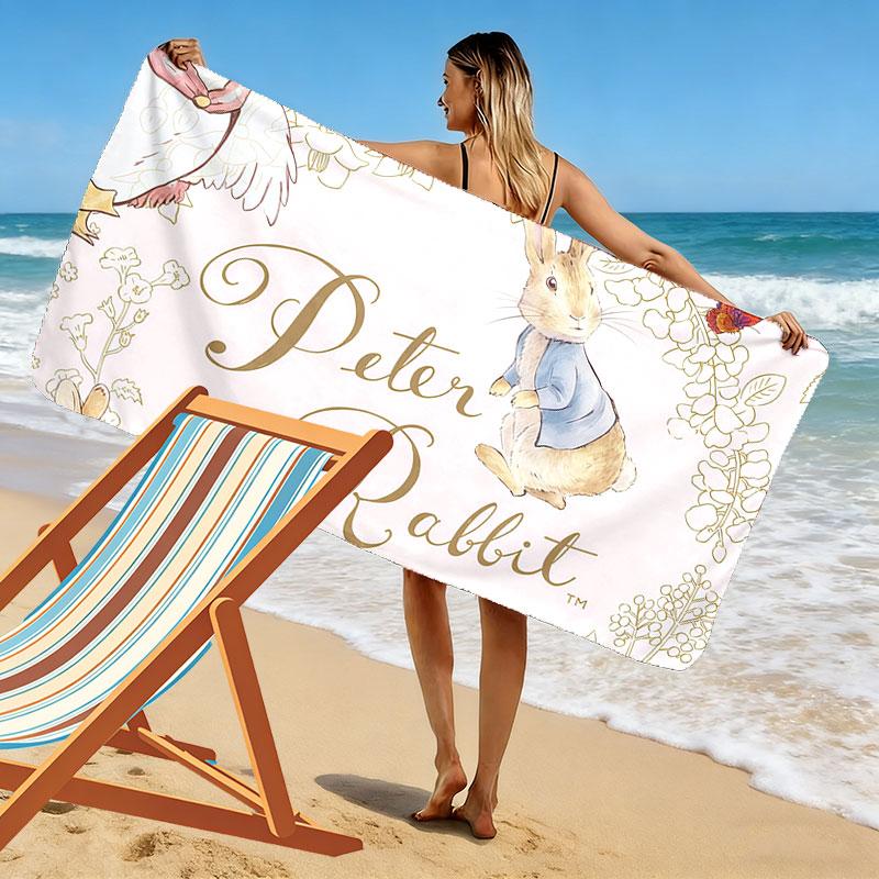 Peter Rabbit Art Print Beach Towel, Large Soft Quick Dry Towel for Beach Camping Swimming