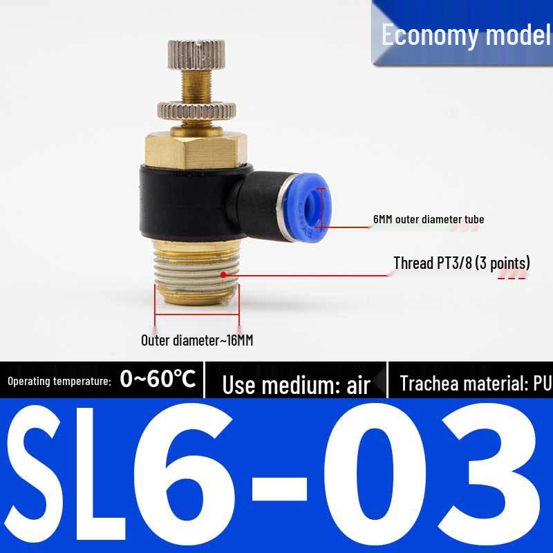 Connettori Pneumatici a Innesto Rapido: Raccordi per Tubi dell'Aria e Valvola a Farfalla con Controllo di Velocità SL4/6/8 per Cilindri
