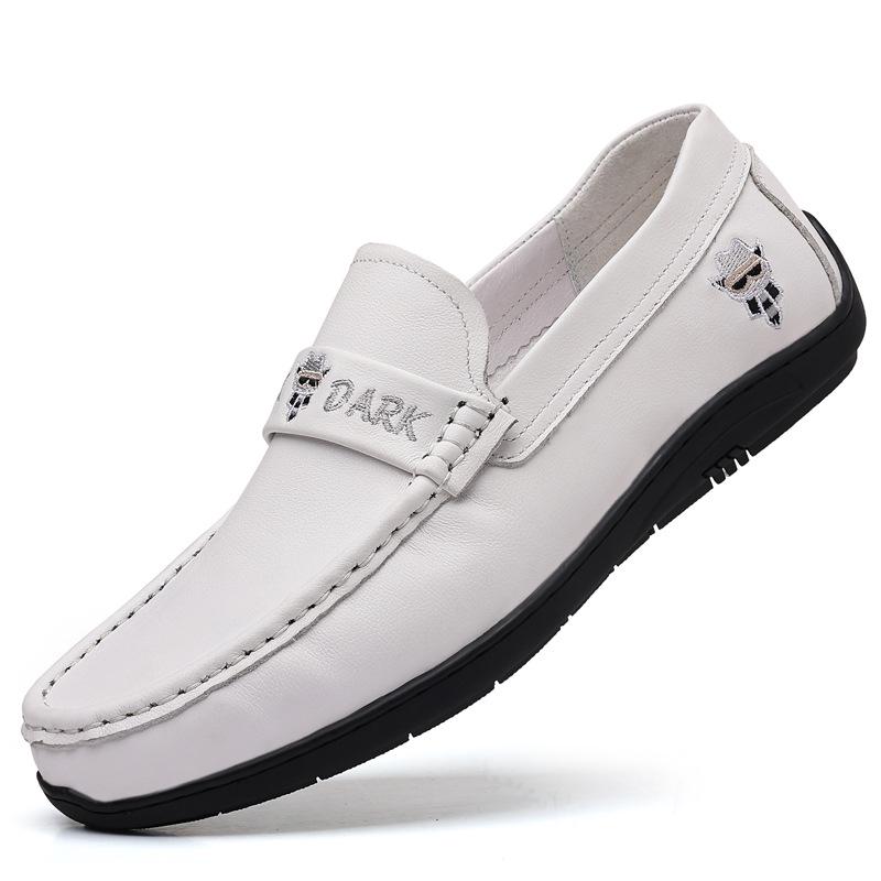 Men's Genuine Leather Cowhide Moccasins - Casual Fashion Loafers, European Style Slip-On Shoes