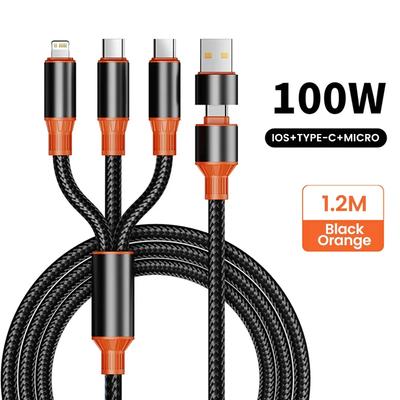 Cavo di Ricarica Rapida 2 in 3 1.2M Cavo Micro USB Tipo C Lightning Per Samsung Xiaomi Huawei Per iPhone 16 15 14 13 Pro Caricatore per Telefono Cavo Dati USB