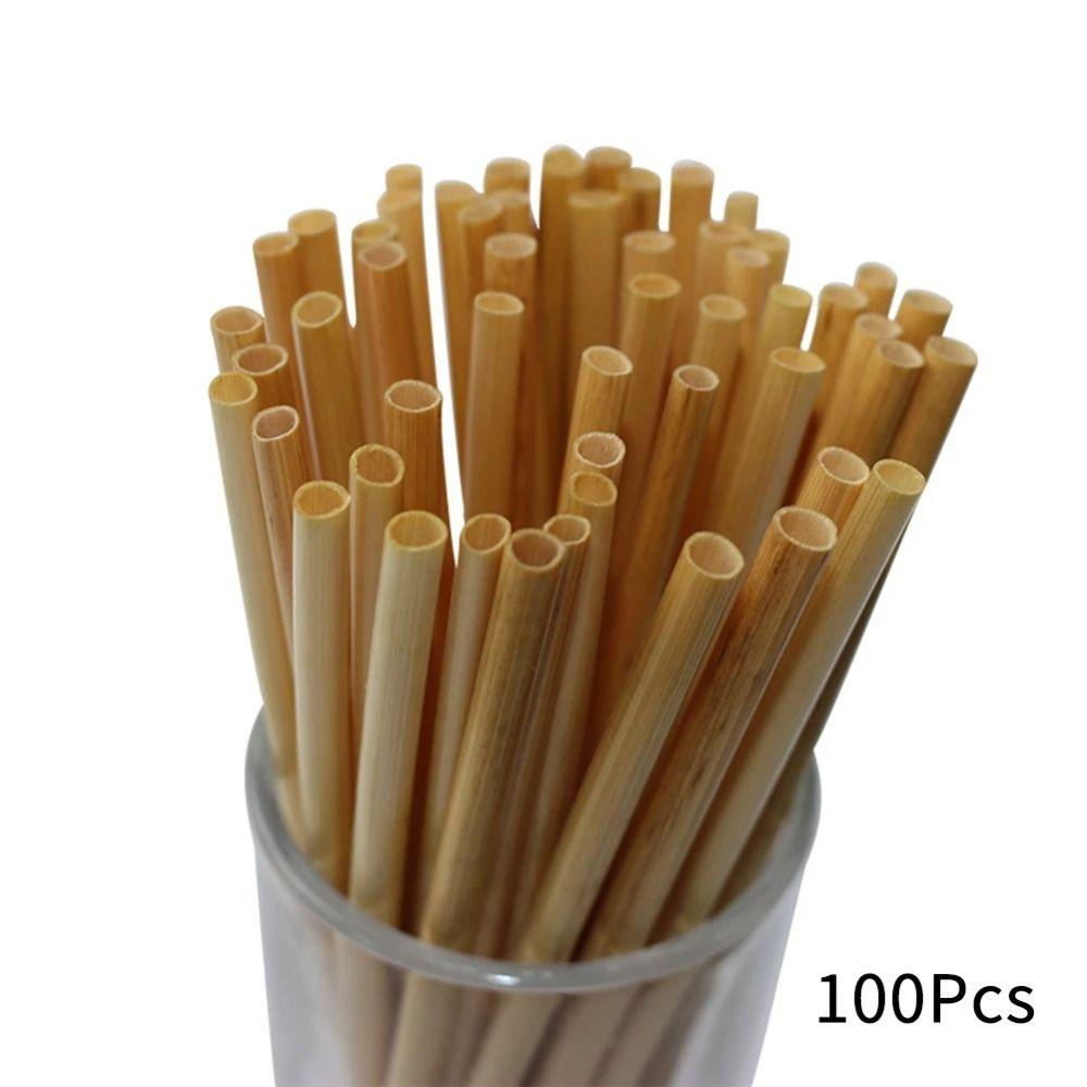 100Pcs Eco-Friendly Wheat Drinking Straws 20cm Degradable Straws Environmentally Straws  Drinkware