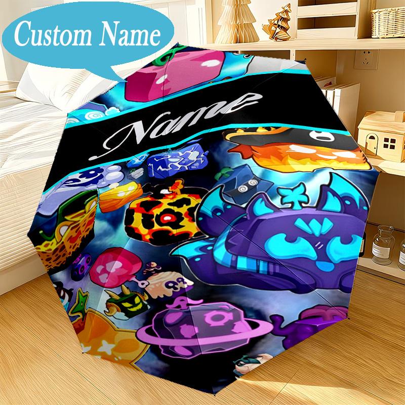 Custom Name Umbrella Blox Fruits Umbrella 8-Frame for Travel, Camping, Casual Lightweight Portable, Essential for Family Gifts
