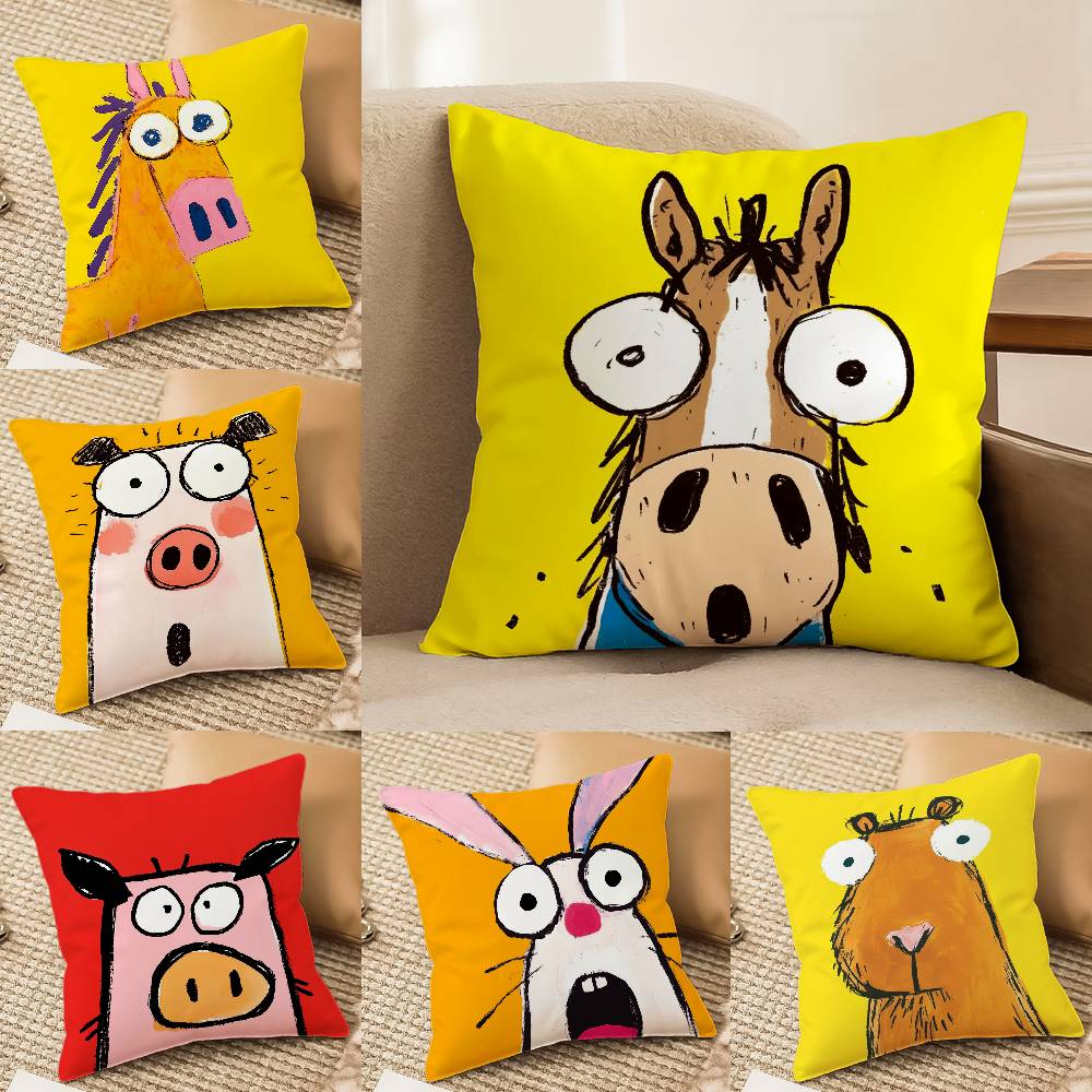Funny Abstract Funny Animals Pillow Case Printed Brushed Fleece Pillow Baby Skin-Touch Eco-Friendly Dye-Sublimat