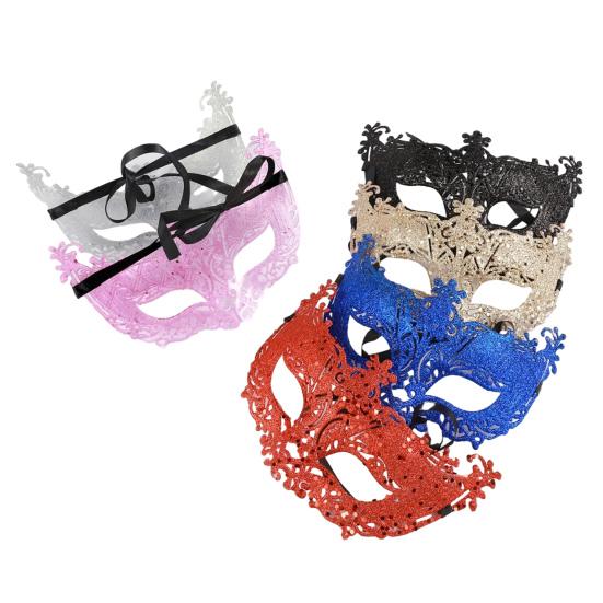 Masquerade Half Face Mask for Women Hollow Carving Glitter Party Mask Lightweight Comfortable Elastic Strap Halloween Costume Accessory