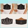 Decoration Round Diamond Retro Womens Leather Belt With Waistband Wide
