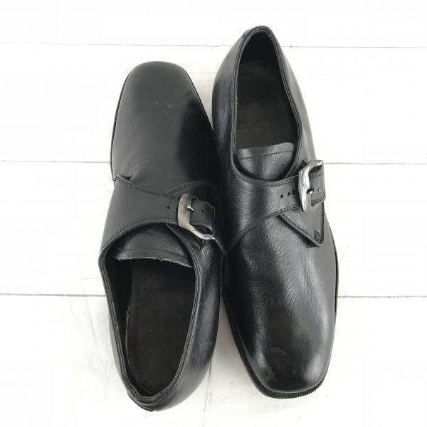 European Vintage Goodyear Leather Monk Strap Shoes [7/25.5/Black] Dress(USED)