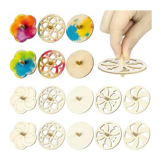 Toyvian Spinning Top, Wooden Hand-cranked Spinning Top, Colorable Spinning Top, Uncolored Spinning Top, Toy, Natural Wood, Spinning Top, Funny,