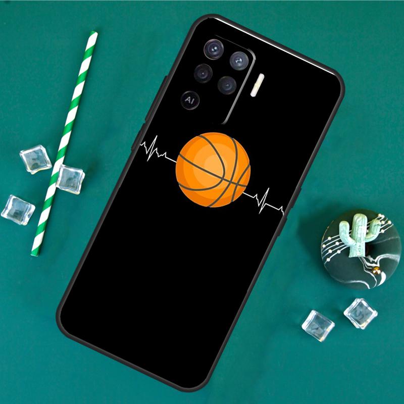 Basketball Heartbeat Phone Case For Oppo A18 A38 A58 A78 A98 A40 A60 A80 A91 A15 A17 A74 A94 A54 A57S A16 A76 A96