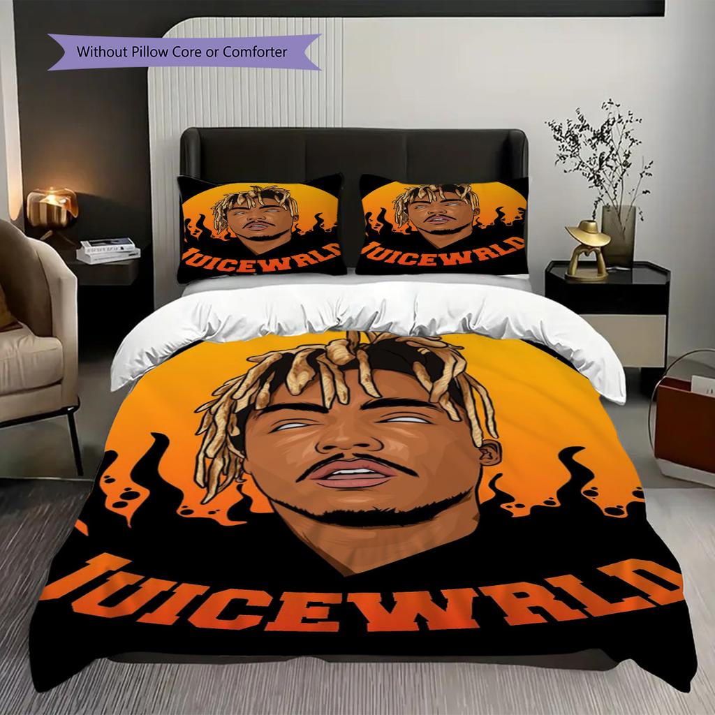 Juice Wrlds Legacy Artistic Expression Emotion Three-piece set (1 * duvet cover + 2 * pillowcase, without core) 2D Flat Soft and comfortable