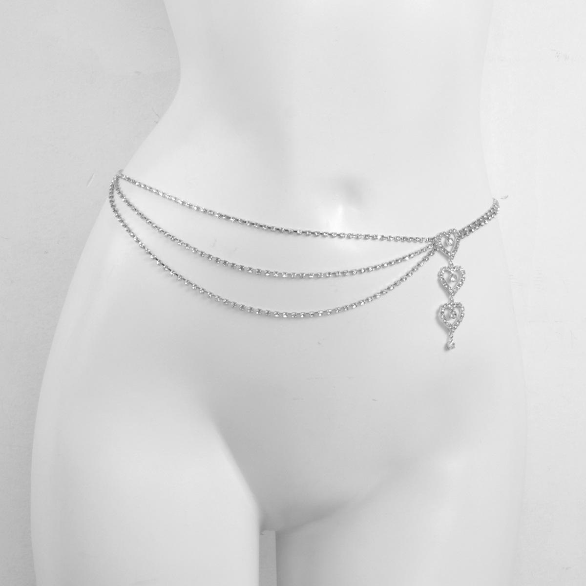 

Модная многослойная цепочка на талию с кристаллами в форме сердца для пляжа и танца живота серебряный