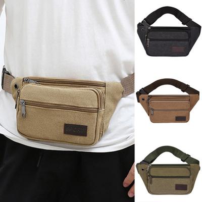 Waist Bag Large Capacity Water Large Phone Anti-Scratch Canvas Casual Repellent Adjustable Belt Bag Outdoor