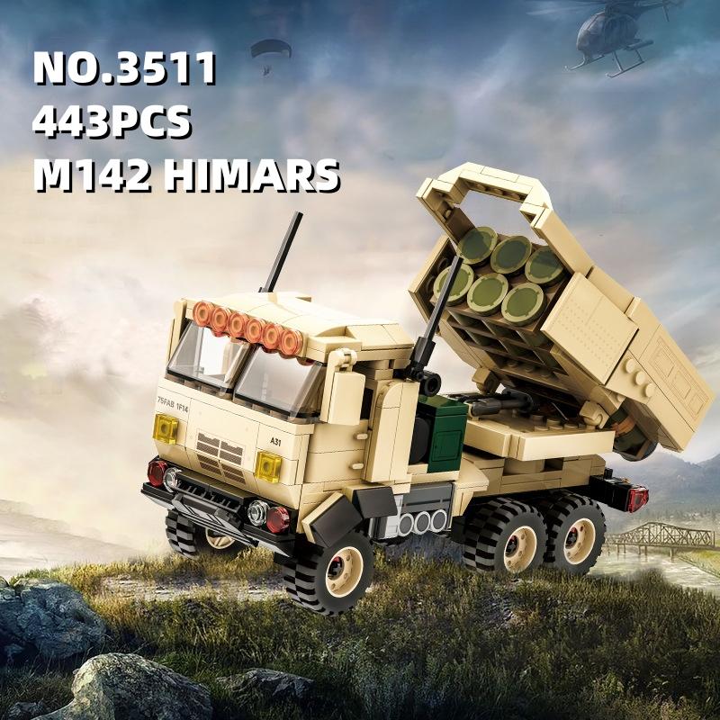 443PCS Military WW2 M142 HIMARS Boxer Armored Vehicle Building Blocks Mobility Artillery Rocket Building Blocks Kids Toys