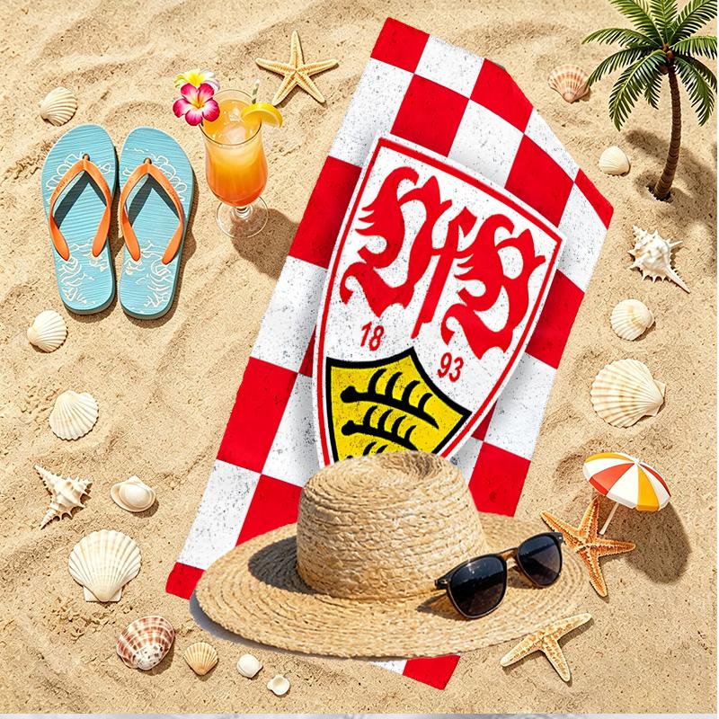 VfB Stuttgart Druck Strandtuch, Vielseitiges Leichtes Saugfähiges Strandtuch für Pool Surfen Yoga Badezimmer, Perfektes Geburtstags-Urlaubsgeschenk