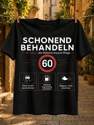 Schonend Behandeln 60 Jahre Oldtimer Age 60 Road Sign Car Fuel And Exhaust Icons With Humorous Unisex All Tshirt