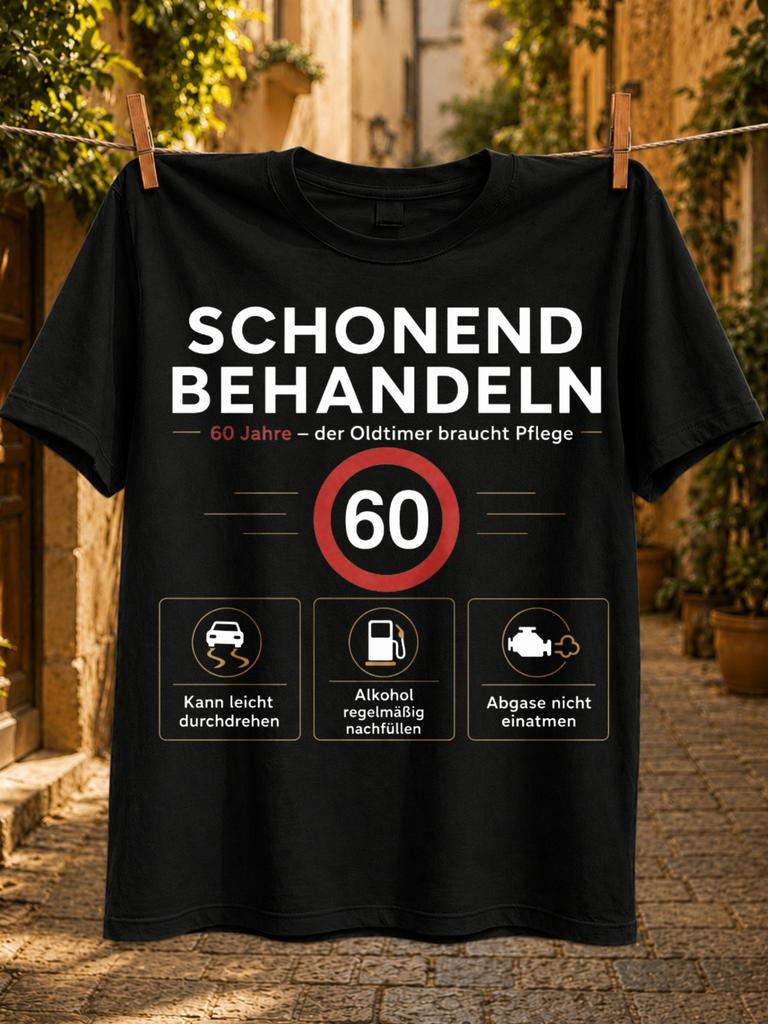 Schonend Behandeln 60 Jahre Oldtimer Age 60 Road Sign Car Fuel And Exhaust Icons With Humorous Unisex All Tshirt