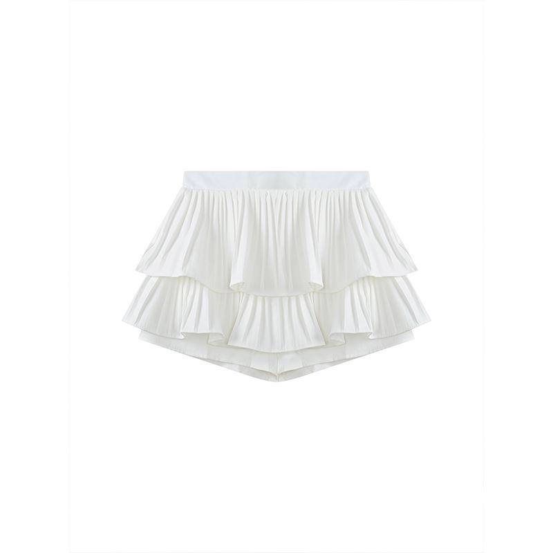 

Маленькая французская миди-юбка А-силуэта с плиссировкой и завышенной талией для женщин M (weight 80-100 lbs) белый