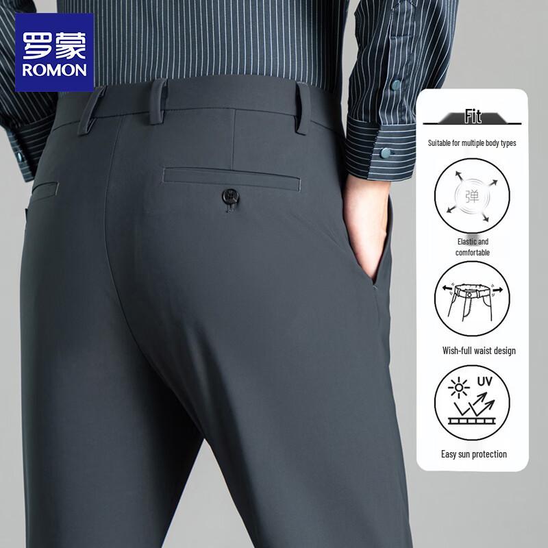 Romens Men's Business Casual Straight-Leg Trousers