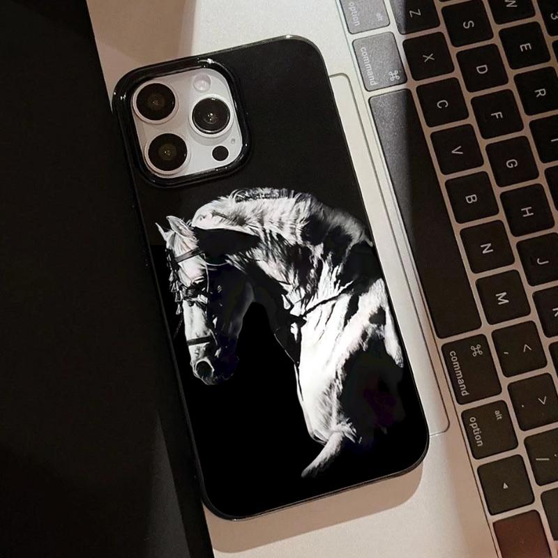 Artistic Black And White Horse Design Phone Case For iPhone 11 12 13 14 15 16 17 Pro Max 16E 17 Air X XR XS Max 7 8 Plus Cover
