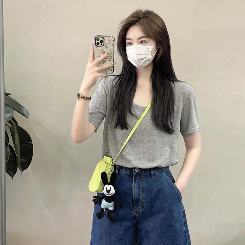 

Летняя футболка с коротким рукавом и круглым вырезом, сетка на плечах Melange gray 2XL