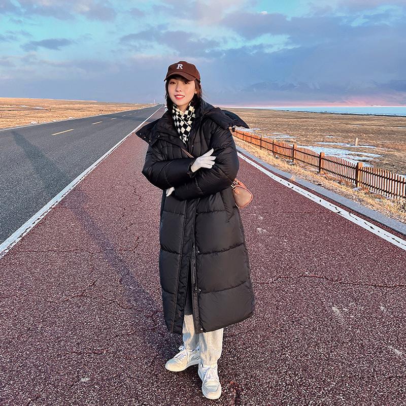 Mid-length over-the-knee down cotton jacket women's 2025 winter new loose thickened bread jacket student cotton jacket