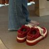 Women Vintage Red Canvas Low-top Jogging Sneakers Casual Letter Embroidery Skateboard Shoes Students Flat Outdoor Trainers