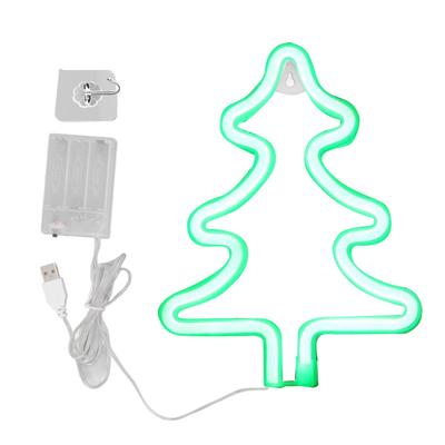 Noel Neon Işığı Noel Ağacı Şekli Neon Lamba USB Dekoratif Gece Lambası Masa Duvar için