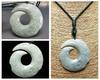 [Stone Town] Auspicious Design Magatama Jadeite Necklace with Carved Genuine Jadeite Natural Stone String, Antique Style