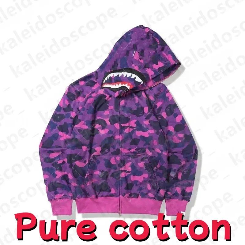 In-Stock Luminous Shark Head Camouflage Double Hood Sweatshirt - Unisex Fleece-Lined Autumn/Winter Outerwear