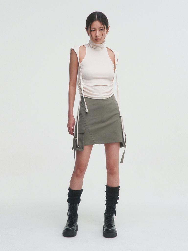 TUOMIO Micro Mini Cargo Skirt [Khaki]