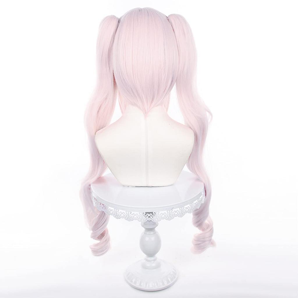 Light Pink Long Twin Tail Vertical Roll Full Wig Game Cosplay Wig Heat Resistant Wig Wig Costume Comiket Event Halloween Christmas School Festival
