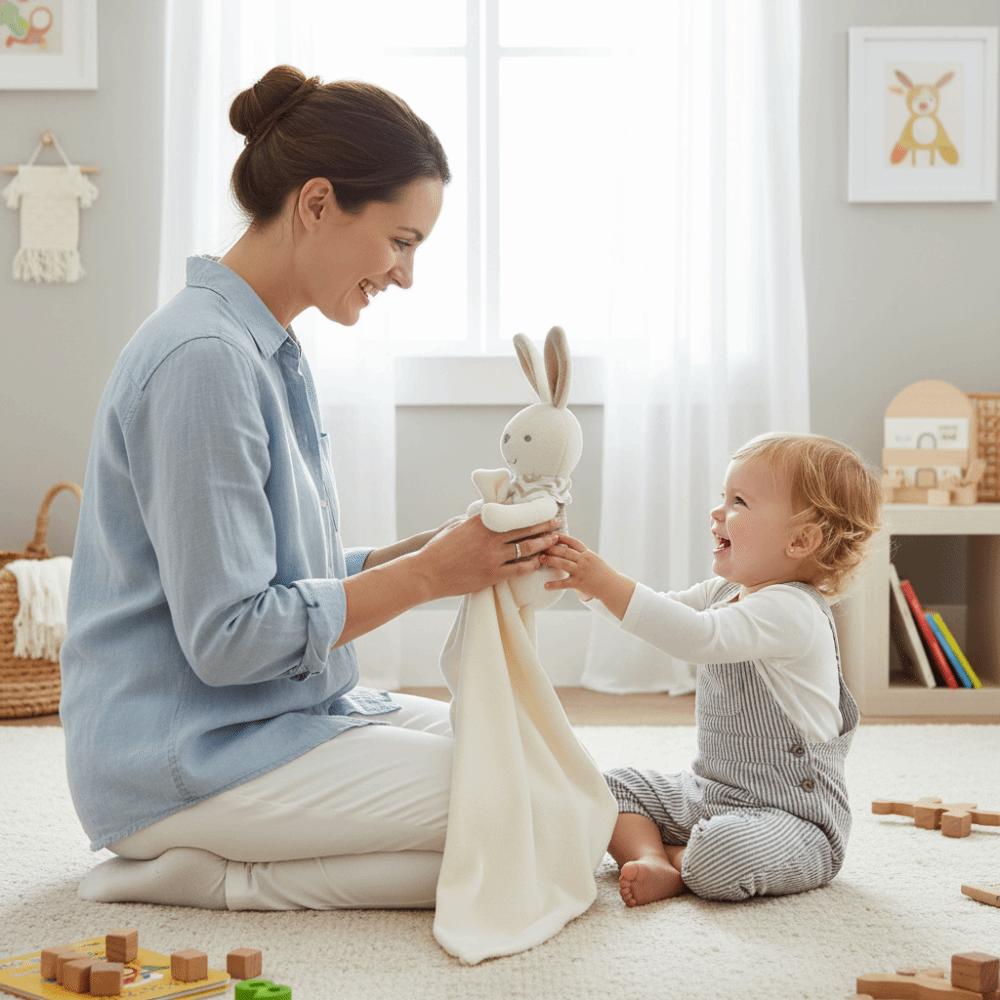 Square Shape Rabbit Square Blanket Cute Embroidery Infant Saliva Towel Infant Use