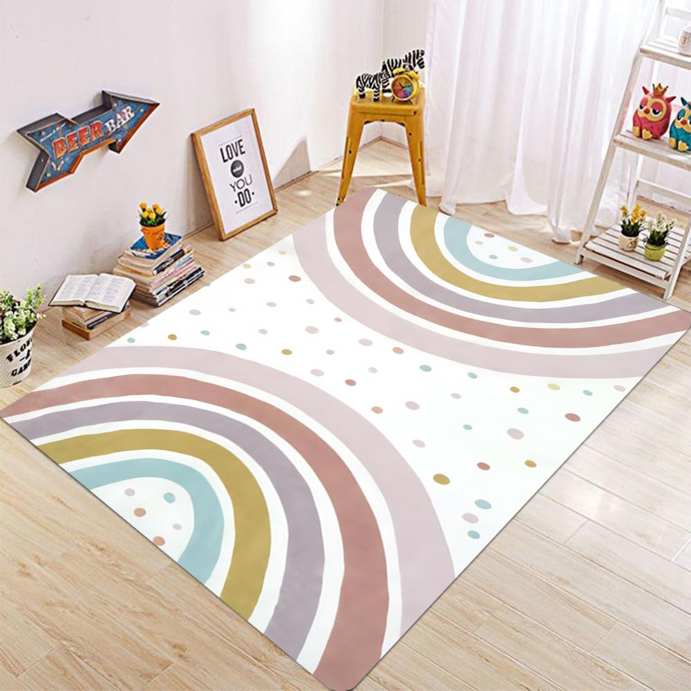 Tappeto Quadrato per Cameretta Bambini con Fantasia Arcobaleno Tappeto da Area Carino Decorazione per la Casa Tappetino Antiscivolo per Porta Pavimento Comodino Lavabile M