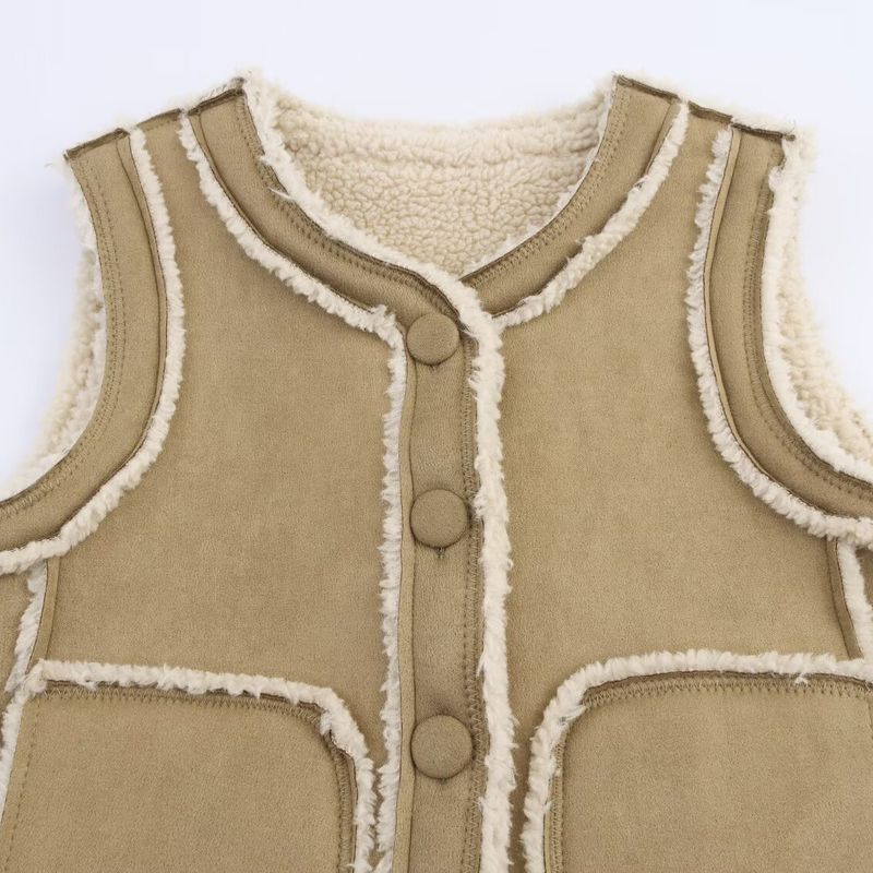 Zbzr Autumn New Women Clothes European and American Fan Car Suede Fur Fur Button Vest Vest