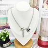 Fashion Luxury Black White Plaid Love Heart Necklace For Women Cool Choker Short Chain Collares Pendants Simple Trendy Jewelry