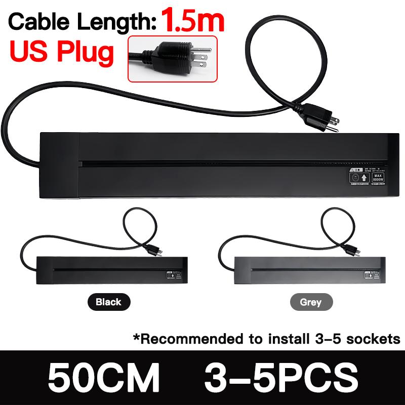 Wall Power Track socket US EU UK standard office Wall electric sockets 40cm 50cm plugs adapters Grey Black USB Type c Ports