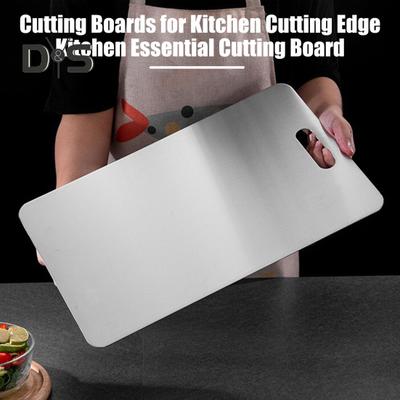 Double Sided Cutting Board for Kitchen Quick Thawing Crack Resistance Cutting Board Stainless Steel Chopping Board for Meats Fruits Vegetables