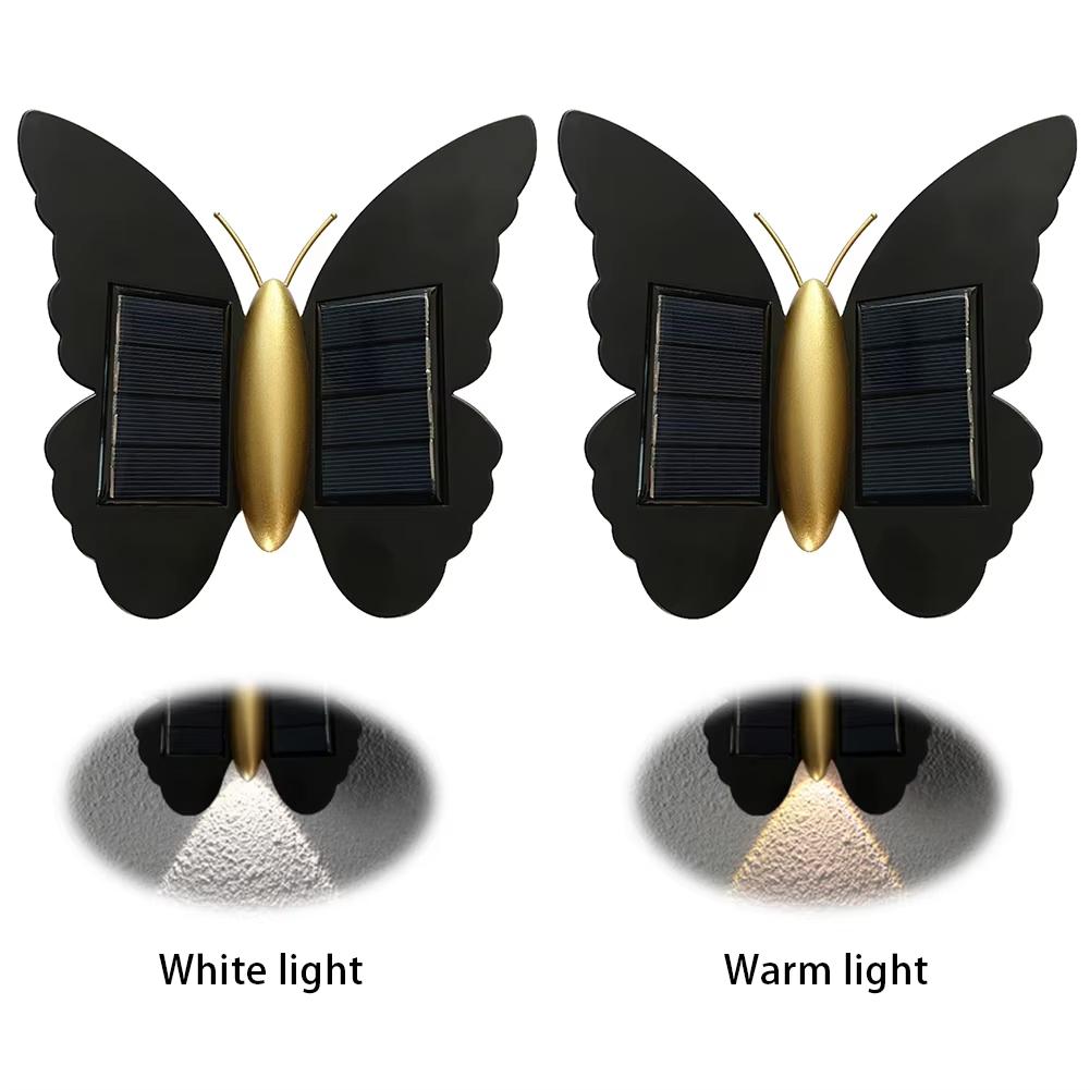 Solární nástěnné světlo Motýl Venkovní Vodotěsné Nástěnné Svítidlo Lampa na Zahradu Automatické Zapínání/Vypínání LED Solární Lampa Pro Plot Terasu Balkon Nádvoří