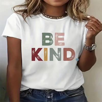 Summer Round Neck Printed Top Fashionable Casual Cute Short Sleeved Women's Pure Cotton T-shirts