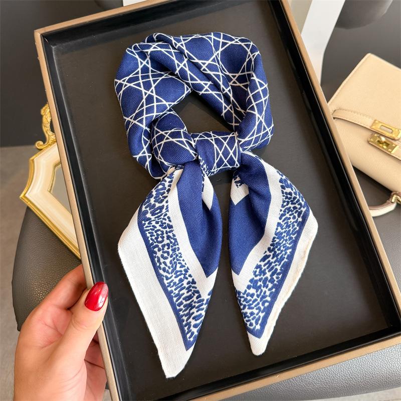 Luxury Brand Linen-Cotton Print Square Scarf Women Neck Tie Female Hair Bandana Headkerchief Shawl Wrap Hijab Echarpe