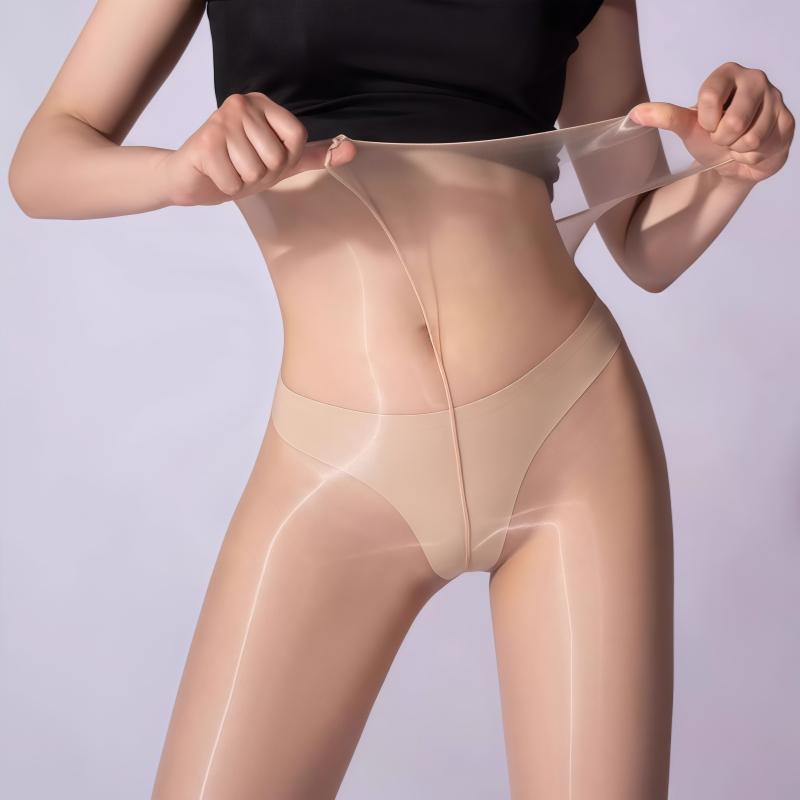 

1D Ultrathin Waistless Transparent Pantyhose Women Sexy Oil Shiny One Line Crotch Tights Hot Pole Dance Nightclub Party Medias One Size