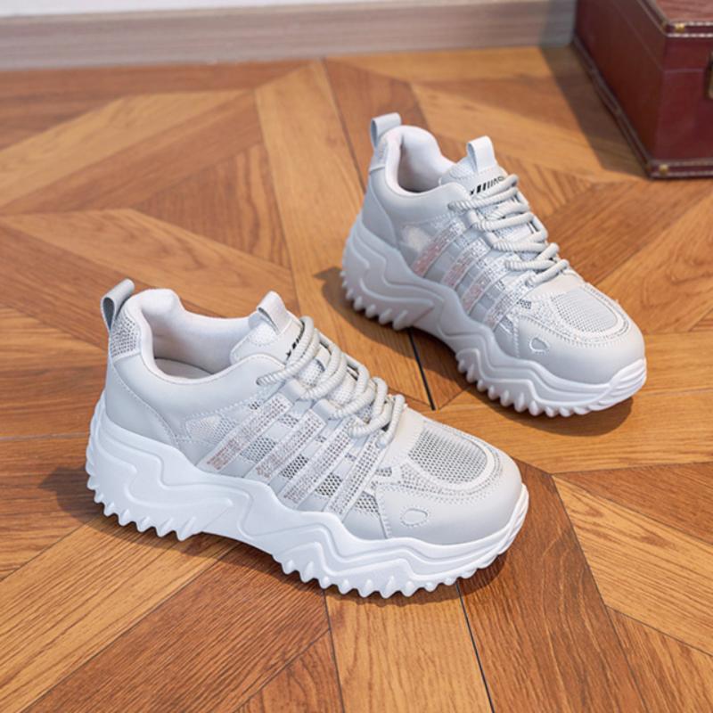 

Летняя мода Толстая подошва Увеличивающие рост Универсальные Женские Повседневные Спортивные Белые Кроссовки 40 серый