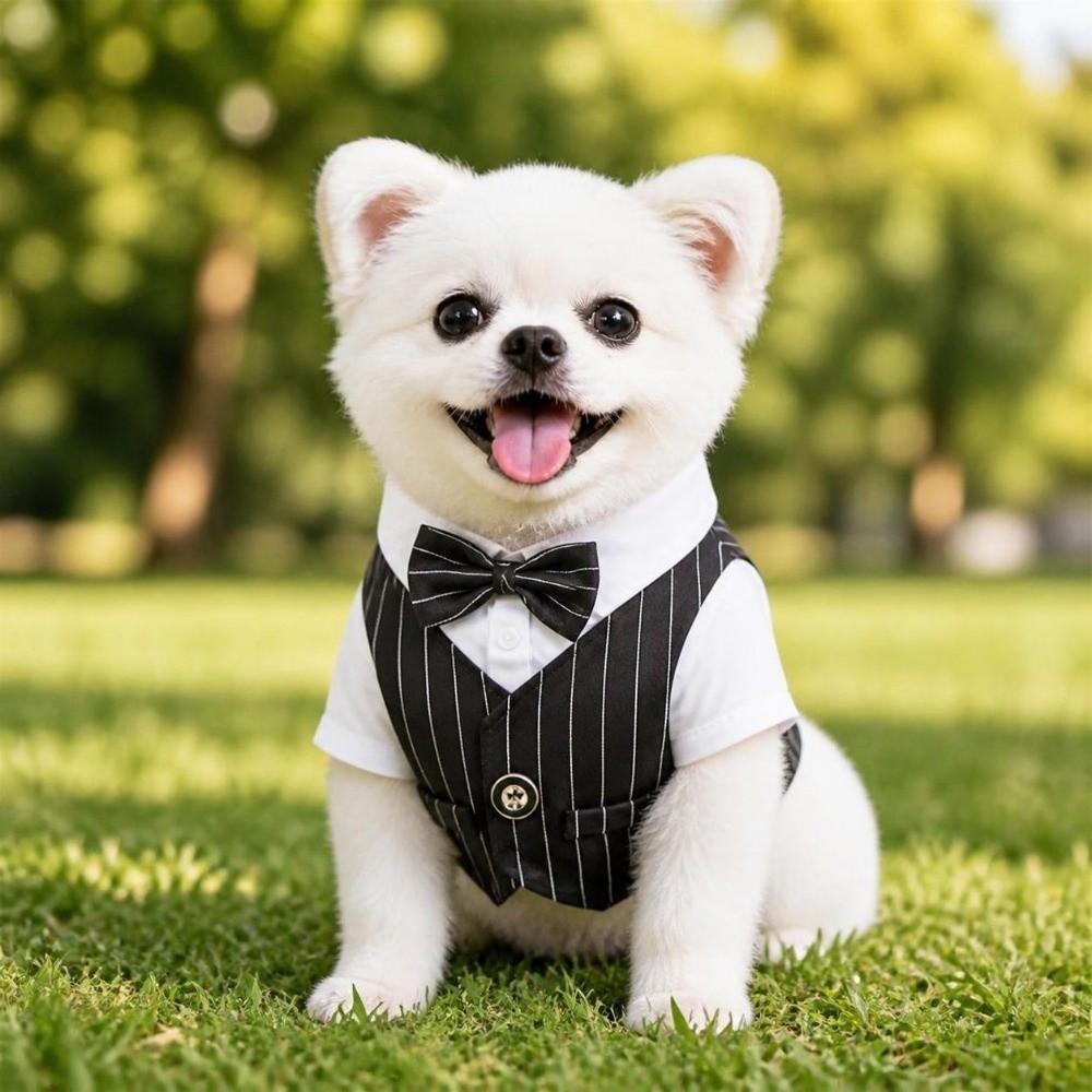 Button Closure Dog Wedding Suit Lightweight Small Dog Clothes Pet Tuxedo Outfit  Wedding Ceremony
