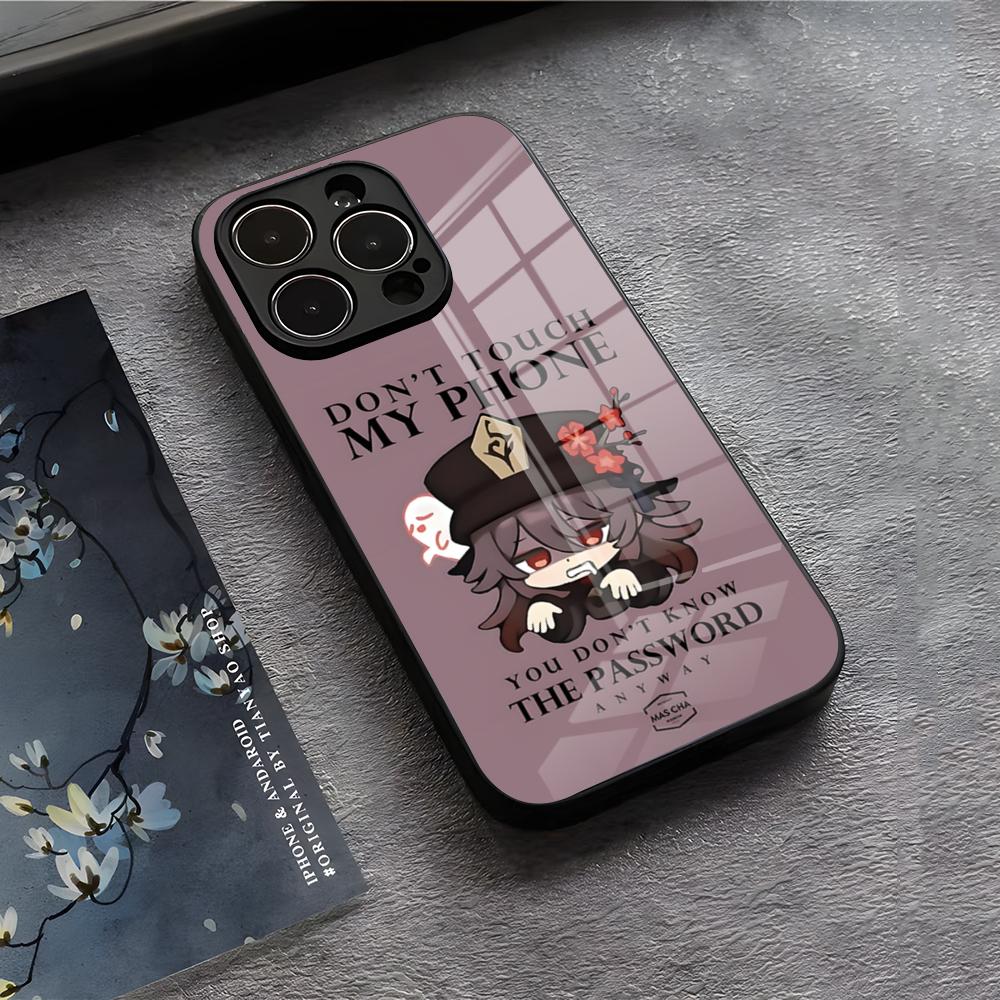 

Genshin Impact Hu Tao Phone Case For IPhone 17 Air 16 E Pro Max 15 14 13 Mini 12 Pro 11 Max Plus Black Glass Cover iPhone 16 Plus