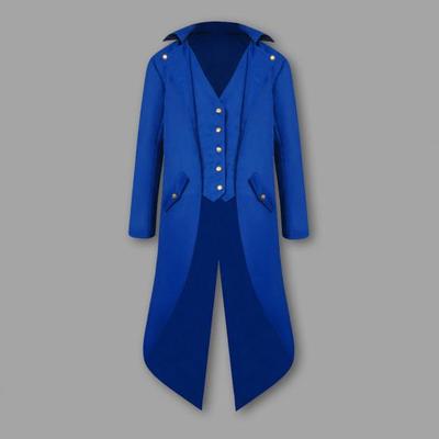Yousheng Herren Frack Revers Langarm Taschen Mittellange Anzugjacke Einfarbige Fake Two Pieces Mid-Century Retro Stil Smoking Jacke