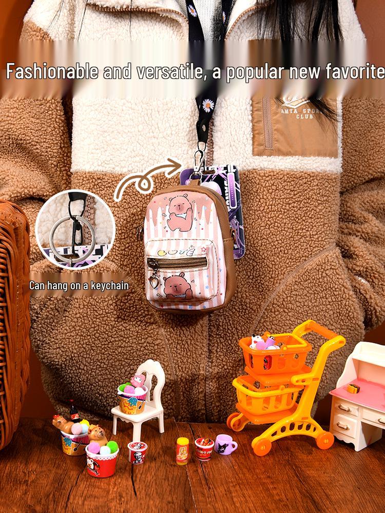 Capybara Mini Backpack: Children's Crossbody Bag for Girls with Full Stationery Set